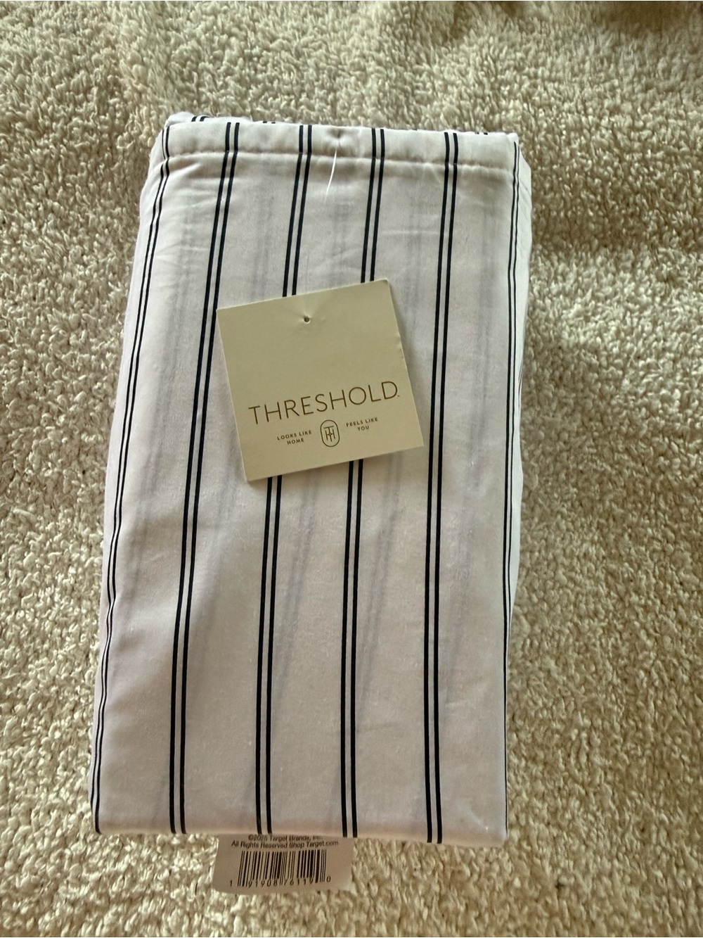 Threshold Black and White Striped Cotton fitted sheet